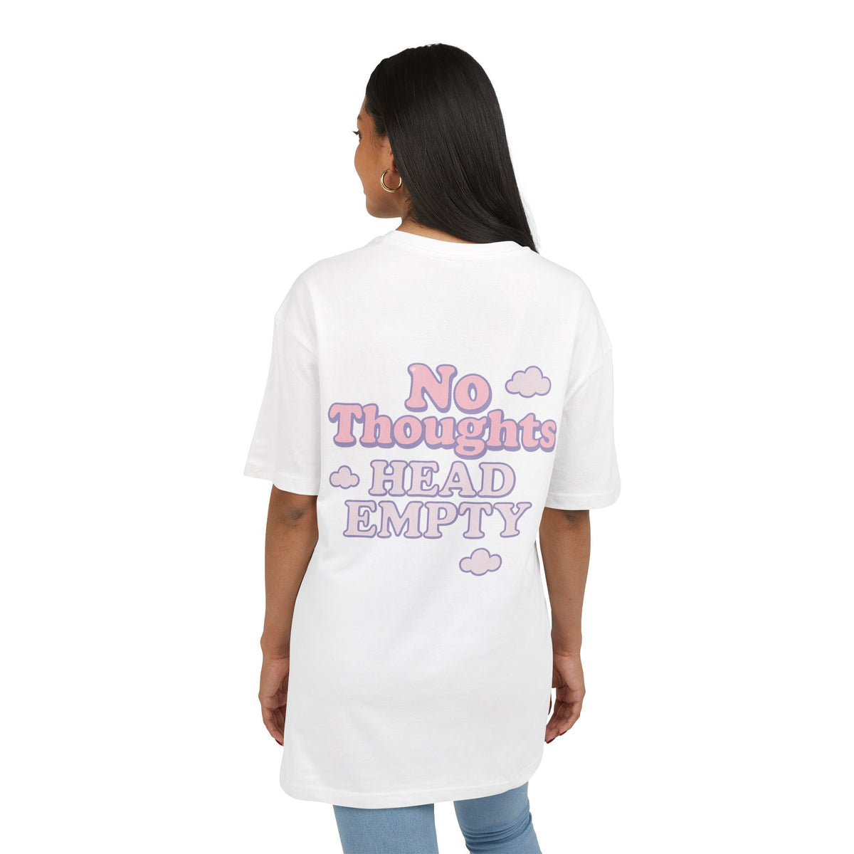 Trendy Oversized Tee - No Thoughts Head Empty